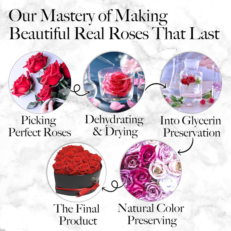 27 Flower Forever Heart Shape Box - Preserved Roses Gift for Her, Preserved Flowers, Red - Image 2